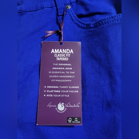 NWT Gloria Vanderbilt Womens Amanda Vibrant Blue Straight-Leg Jeans Size 14S - Picture 5 of 6